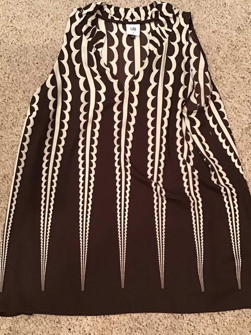 Cabi Sleeveless, brown/beige pattern top